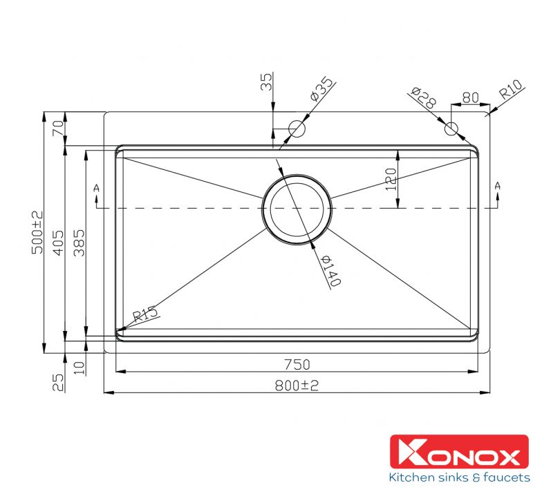 Chậu rửa bát Konox Workstation Sink – Topmount Sink  KN8050TS Dekor