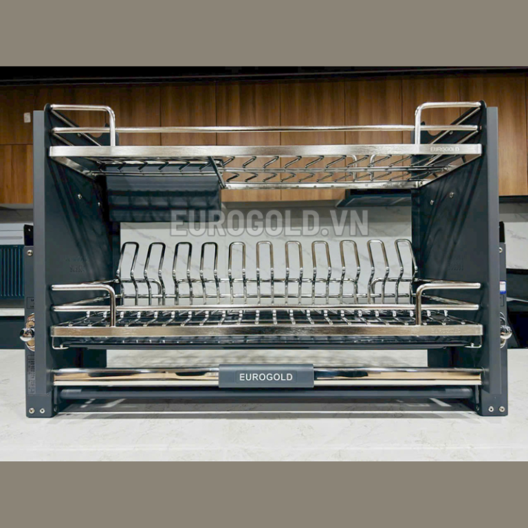 Giá bát đĩa nâng hạ Eurogold EPV90Pro inox 304 nan oval