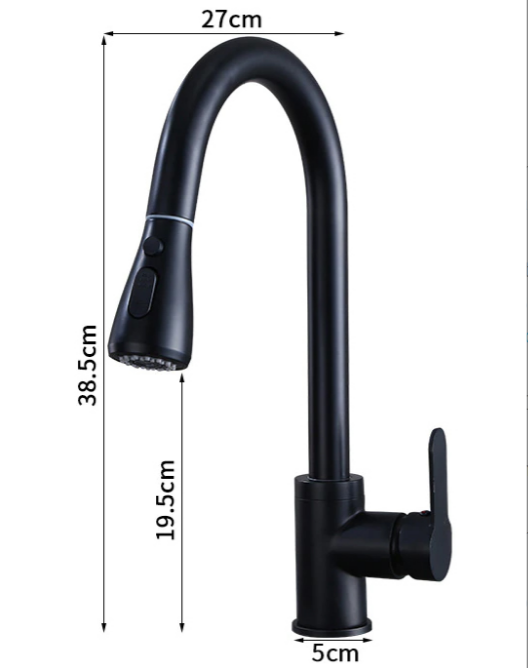 Vòi rửa bát nóng lạnh dây rút Roslerer RL-805 black
