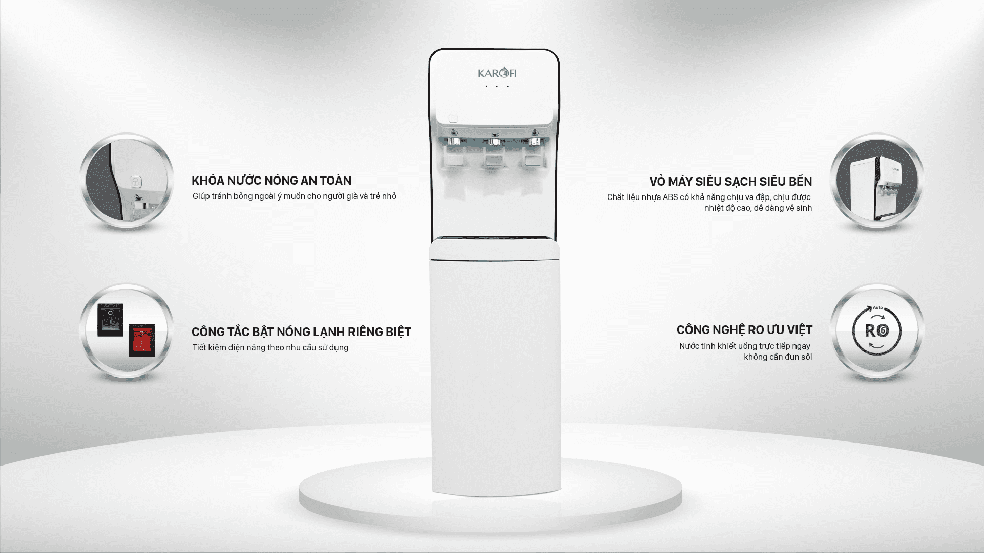 Cây nước nóng lạnh hút bình Karofi HC18