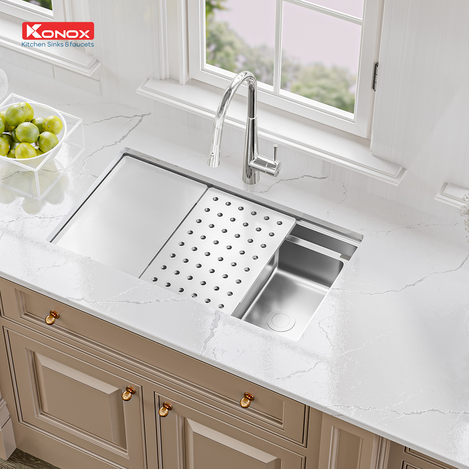 Chậu rửa bát một hố Konox KN7644SU Dekor