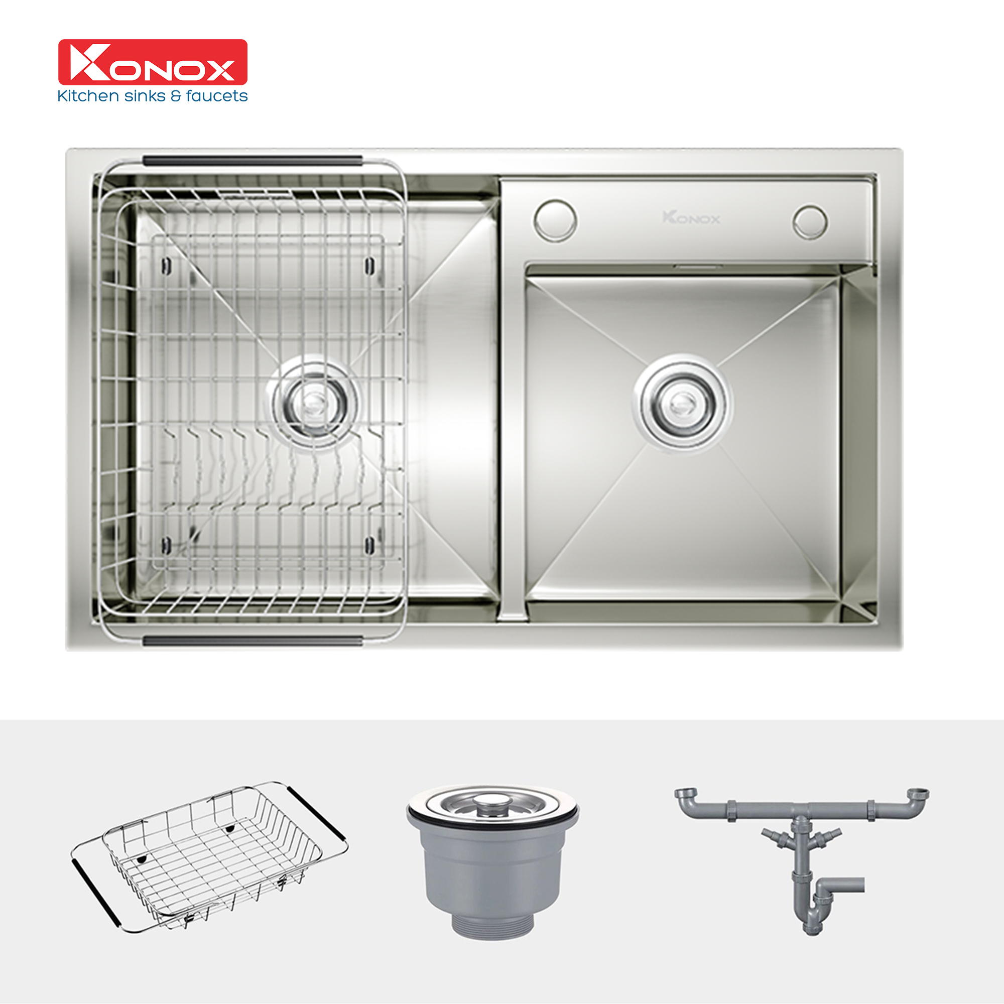 Chậu rửa bát Konox KN7847DO hai hố cân