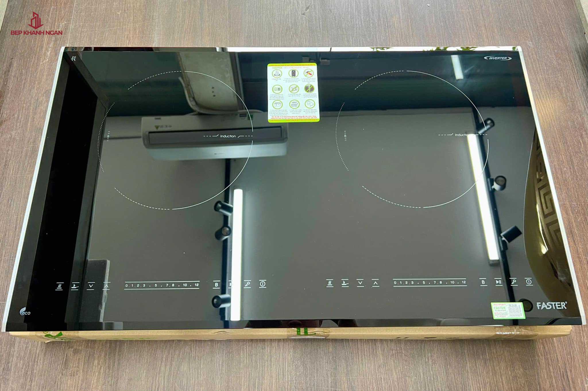 Combo bếp từ, hút mùi kính cong, chậu rửa bát 2 hố