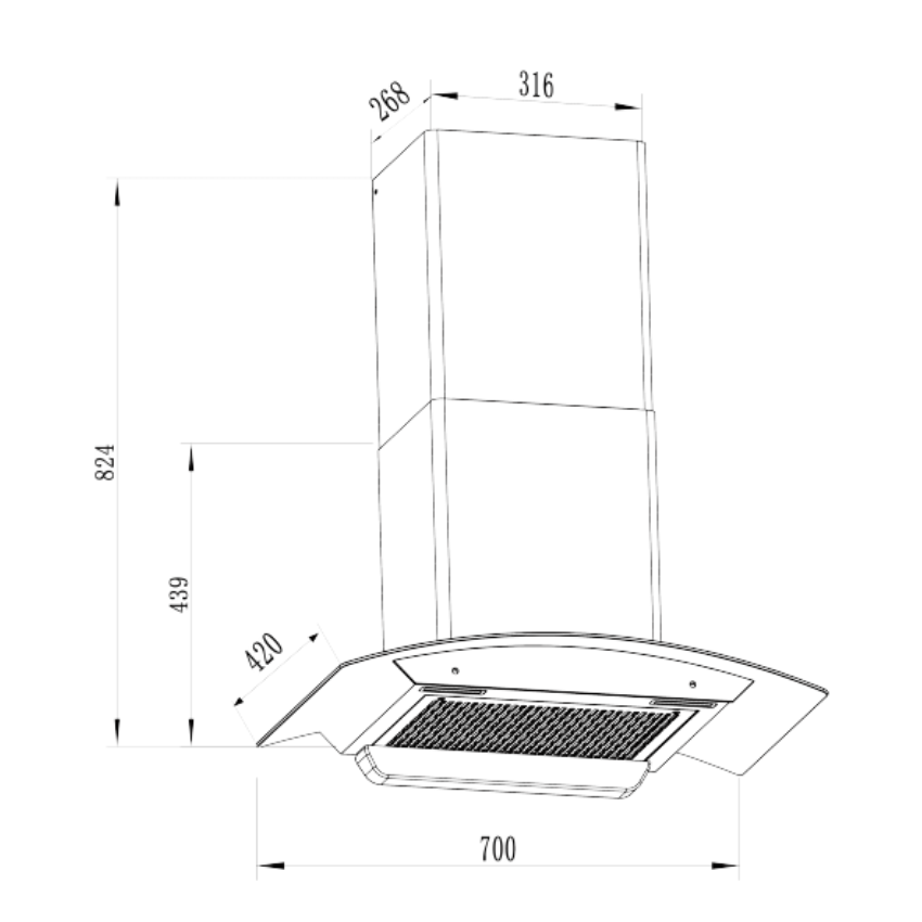 Máy hút mùi kính cong Faster CH750S