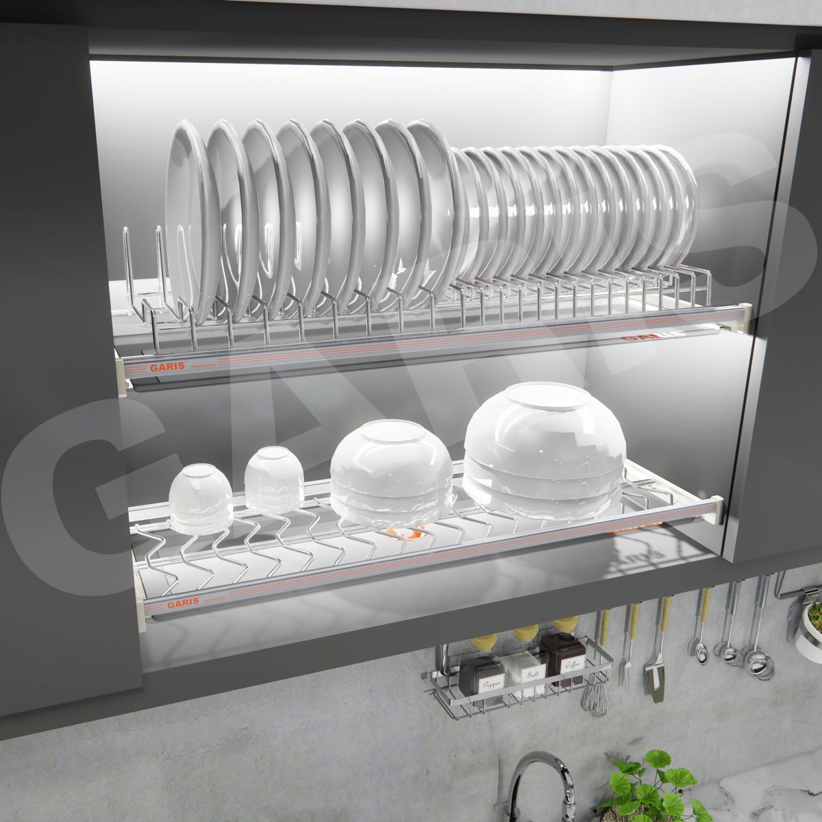 Giá bát đĩa cố định 2 tầng GARIS GB04C