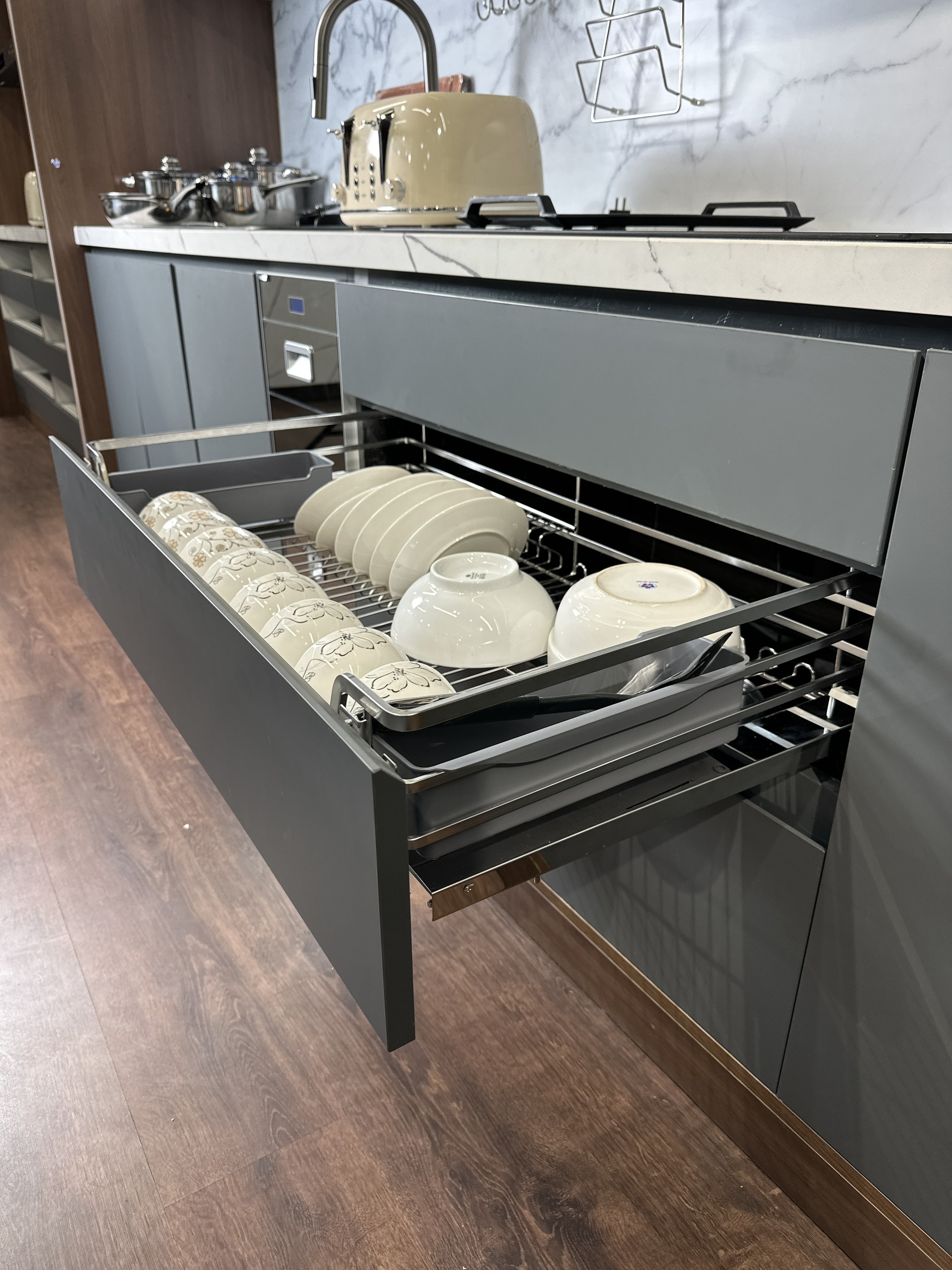 Combo 6 món phụ kiện tủ bếp Faster màu Xám