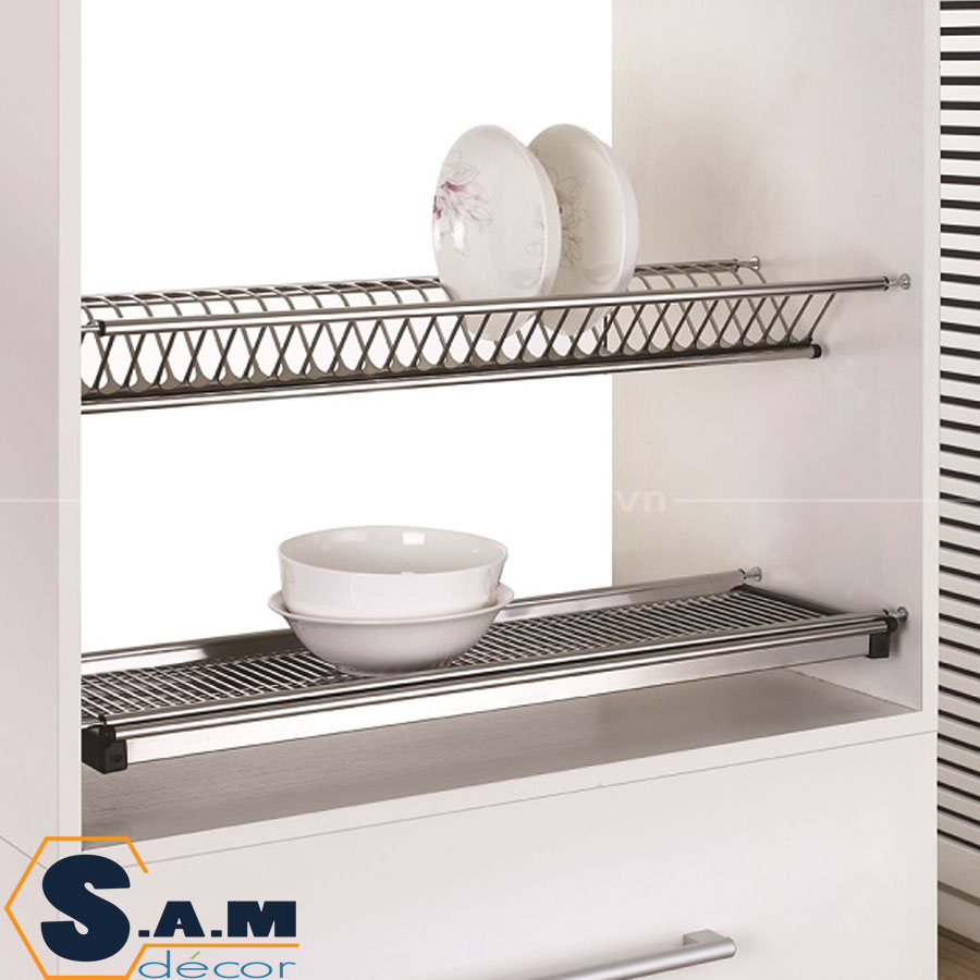 Giá bát cố định 2 tầng tủ bếp trên Starkit inox 201