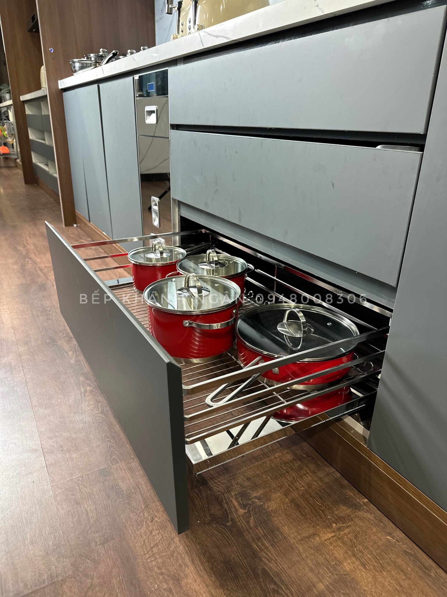 Combo 6 món phụ kiện tủ bếp Faster màu Xám