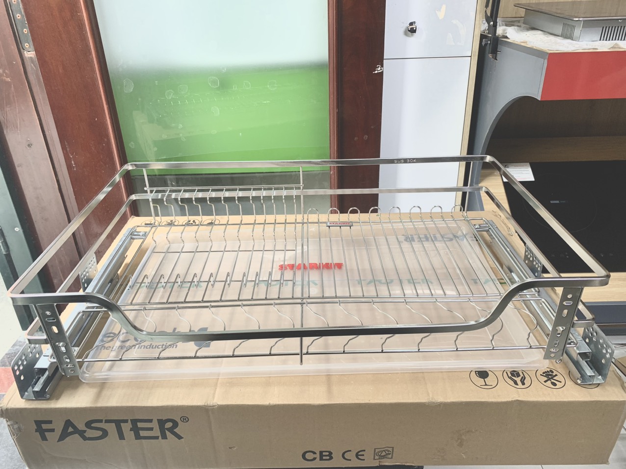 Giá bát đĩa tủ dưới Starkit Inox 304 nan dẹt