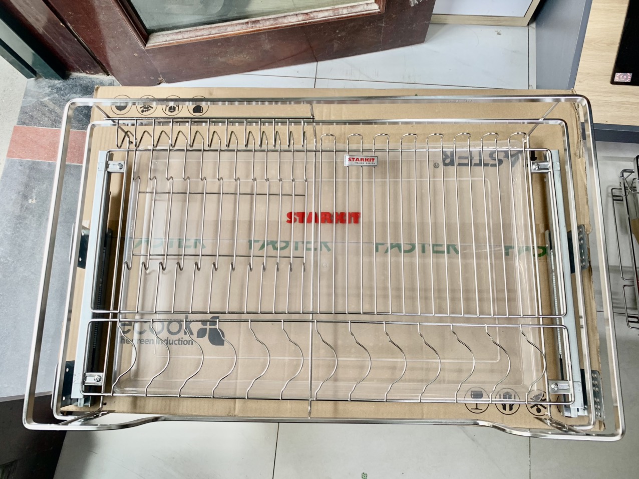 Giá bát đĩa tủ dưới Starkit Inox 304 nan dẹt