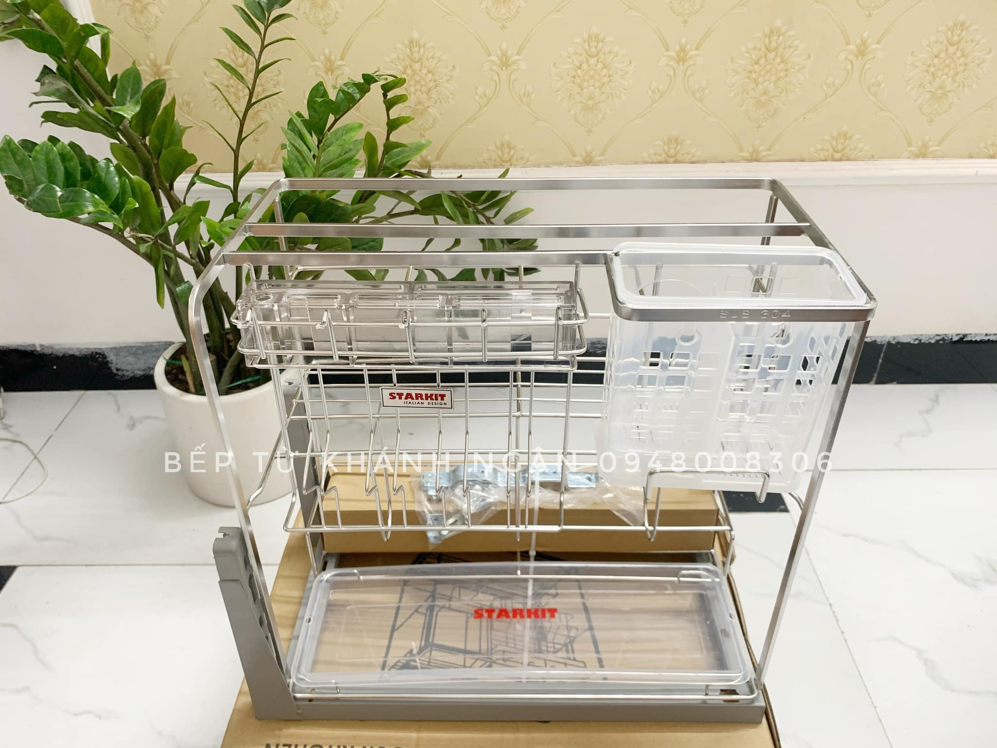 Giá dao thớt chai lọ Starkit Inox 304 nan dẹt