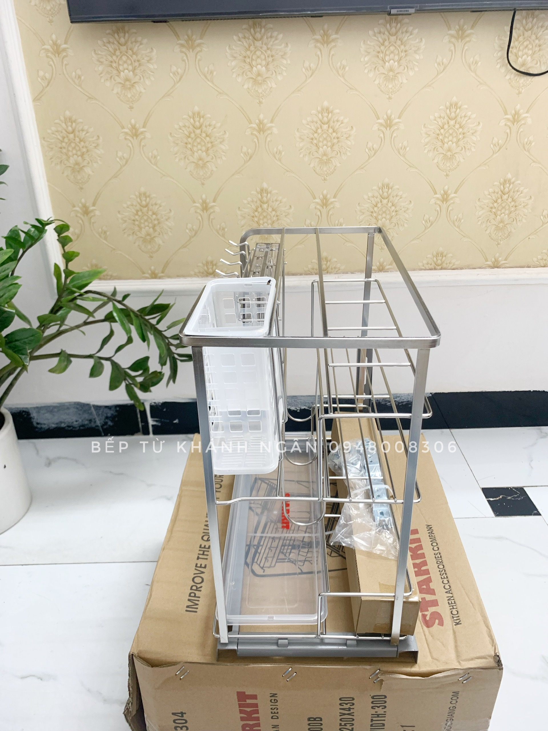 Giá dao thớt chai lọ Starkit Inox 304 nan dẹt