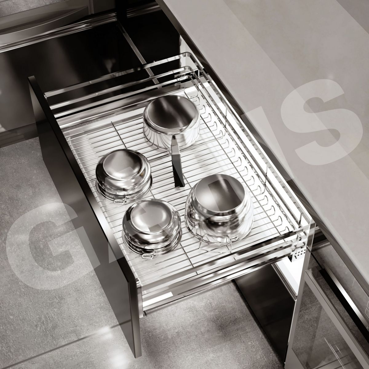 Giá để xoong nồi, rổ nan dẹt, cánh kéo GARIS GP02C