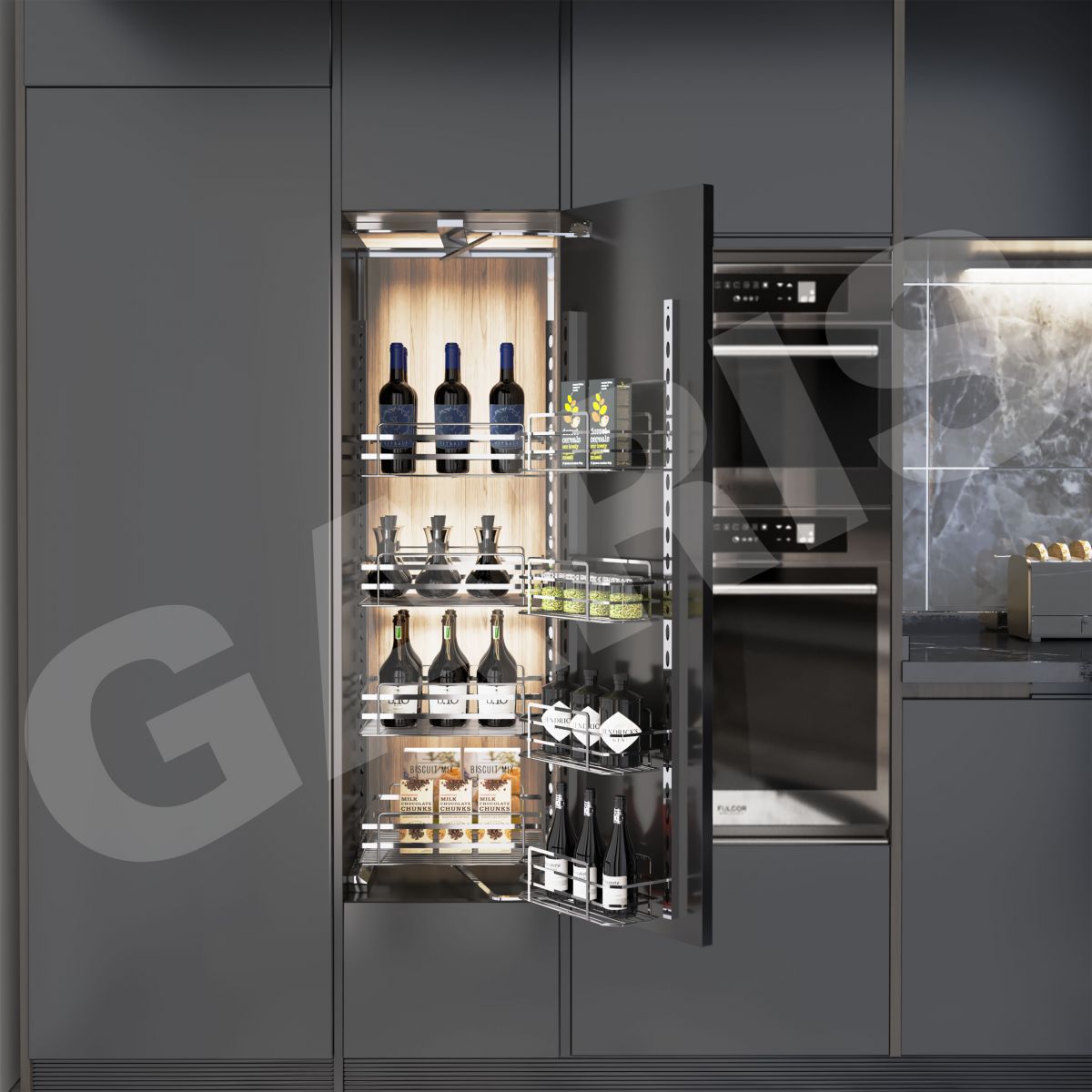 Tủ đồ khô 4 tầng, rổ nan dẹt, cánh mở Garis GS04.45C