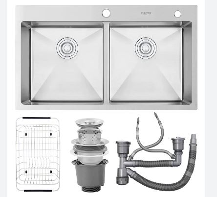 Chậu rửa bát Gento 2 hố lệch GT04-8448