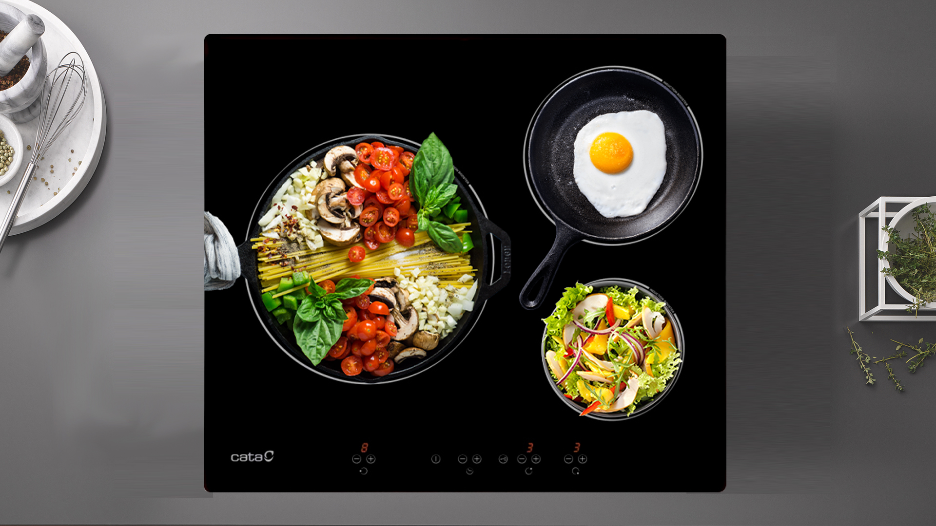 Bếp từ 3 vùng nấu Cata IB-6203 BK Tây Ban Nha