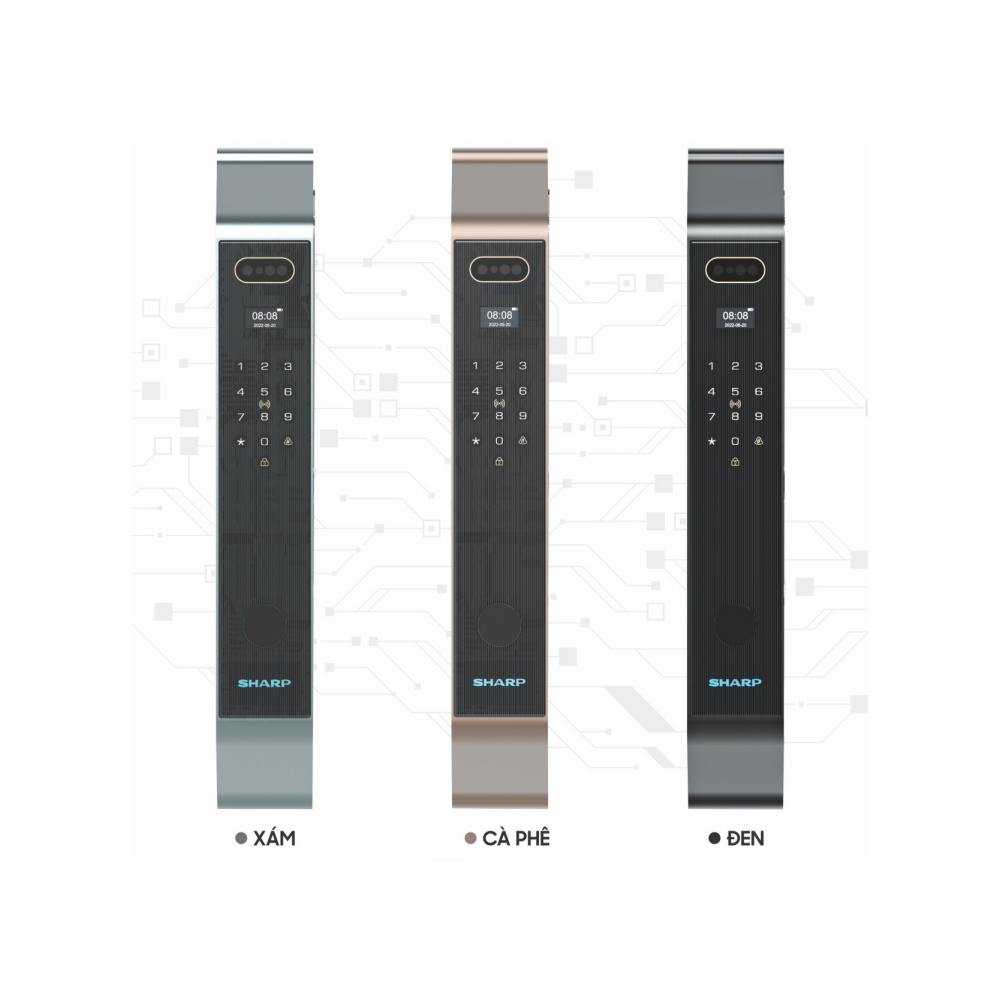 Khoá vân tay thông minh Sharp S9-FV Cà Phê/Xám/Đen