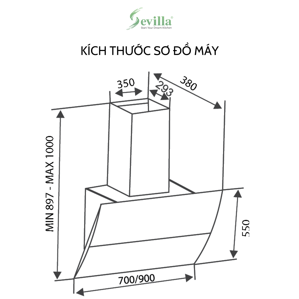 Máy hút mùi kính vát Sevilla SV-PS39