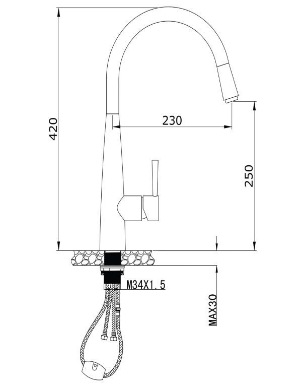 Vòi rửa bát nóng lạnh dây rút Roslerer RL-968