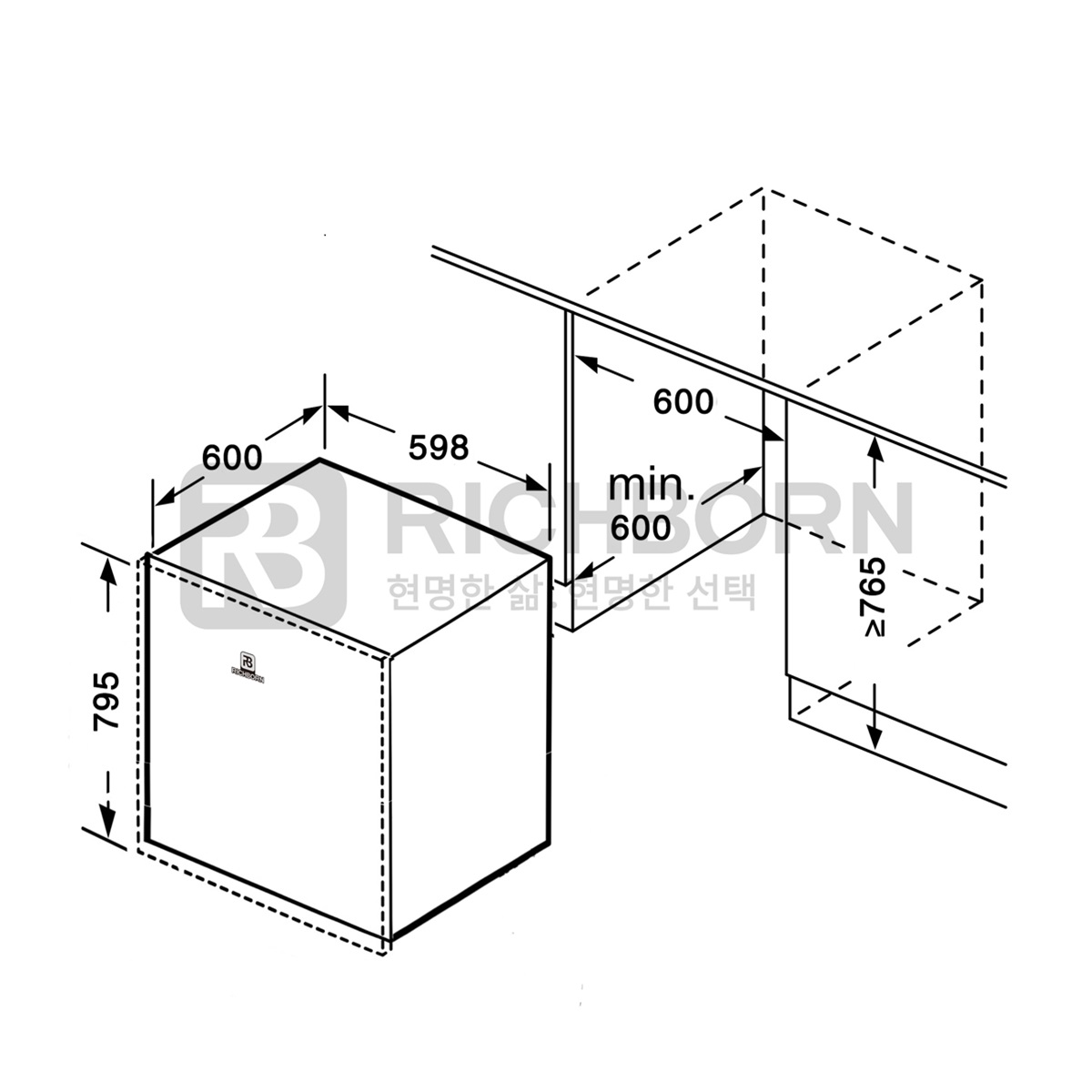 Máy rửa bát 16 bộ Richborn RDG6080SQB