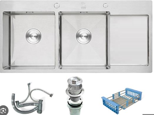 Chậu rửa bát 2 hố có bàn chờ Roslerer RL04-10045