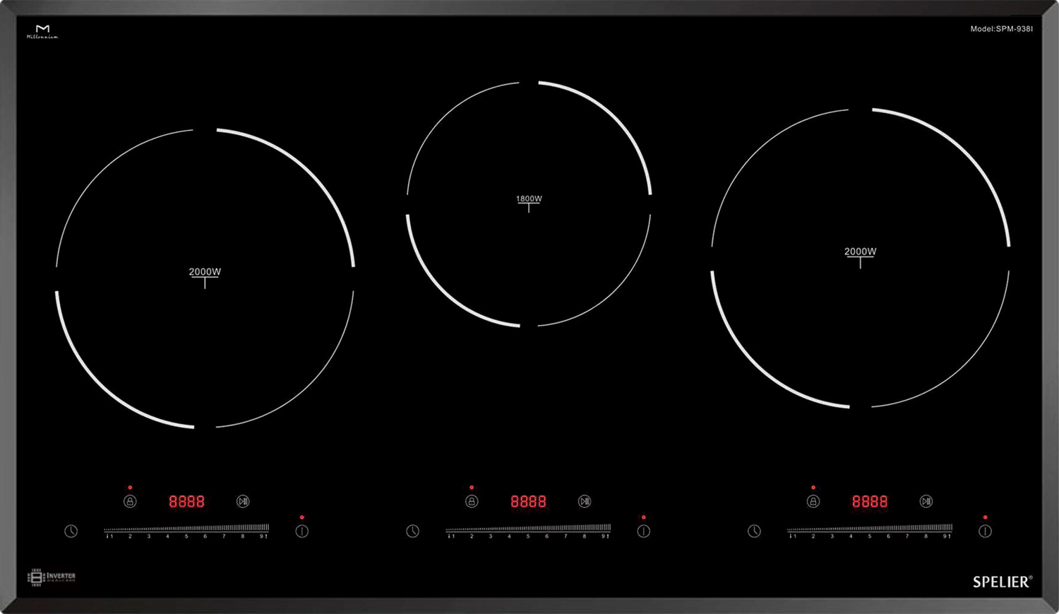 Bếp từ 3 vùng nấu Spelier 938I Plus
