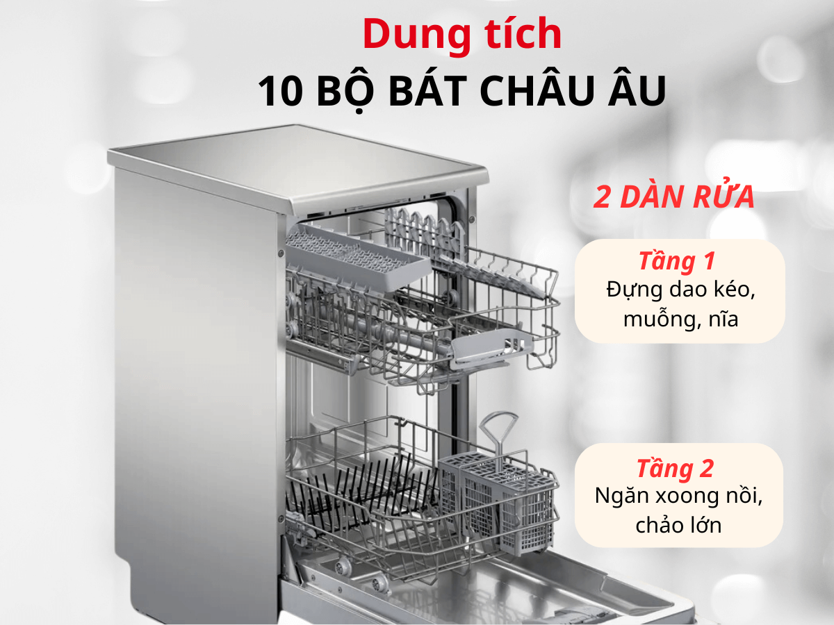 Máy rửa  bát độc lập 10 bộ Bosch SPS2HKI42E Series 2