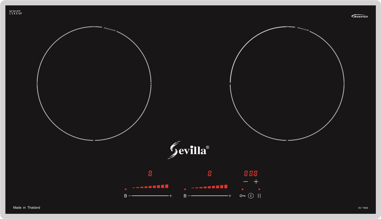Bếp từ đôi Sevilla SV-T90S mặt kính Schott