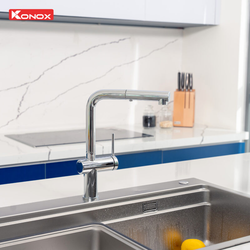 Vòi rửa bát dây rút Stream Chrome