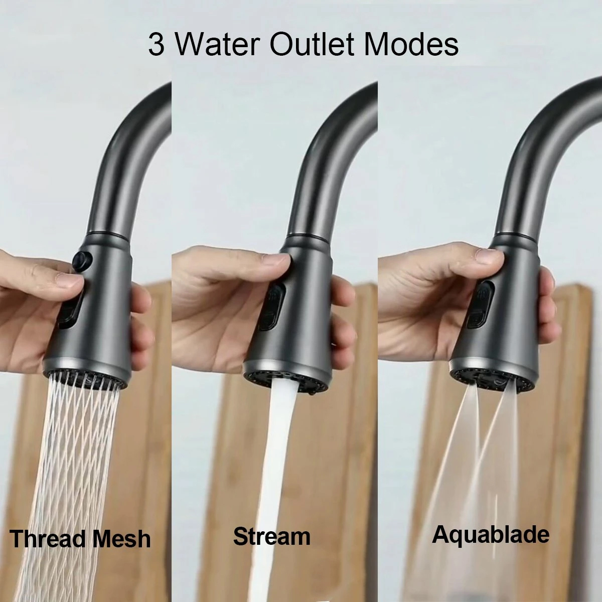 Vòi rửa bát nóng lạnh dây rút Roslerer RL-688 grey