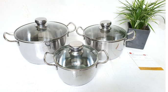 BỘ NỒI FIVESTAR BA MÓN VUNG KÍNH