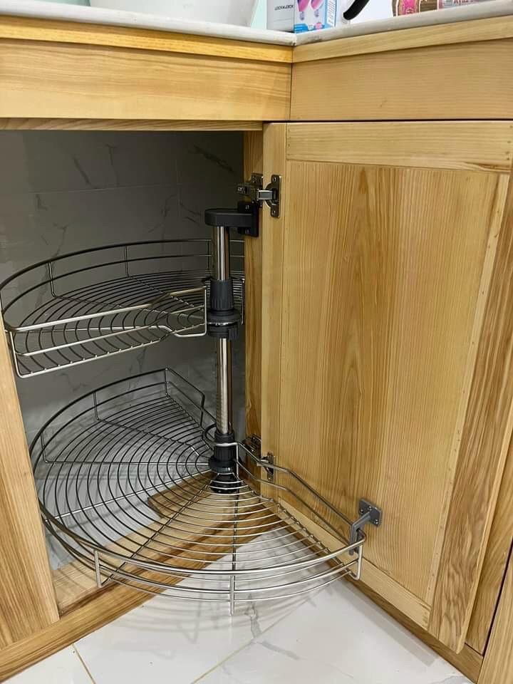 Mâm xoay góc tủ bếp chữ L Starkit inox 304