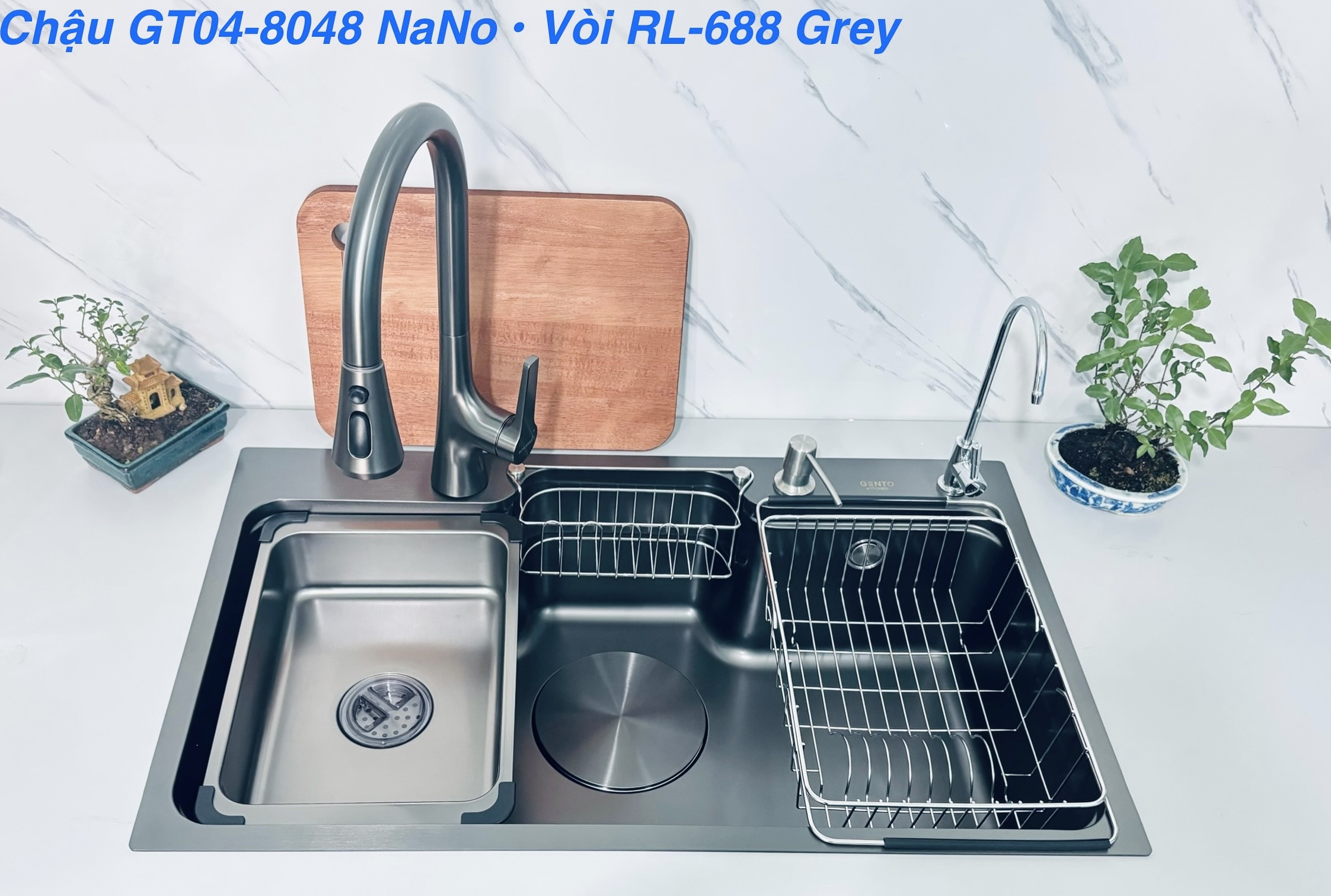 Chậu rửa bát 1 hố Gento GT04-8048 Nano