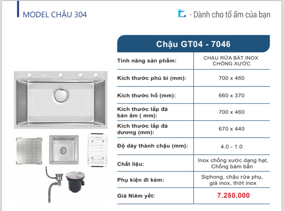 Chậu rửa bát một hố Gento GT04-7046 inox hạt linen chống xước