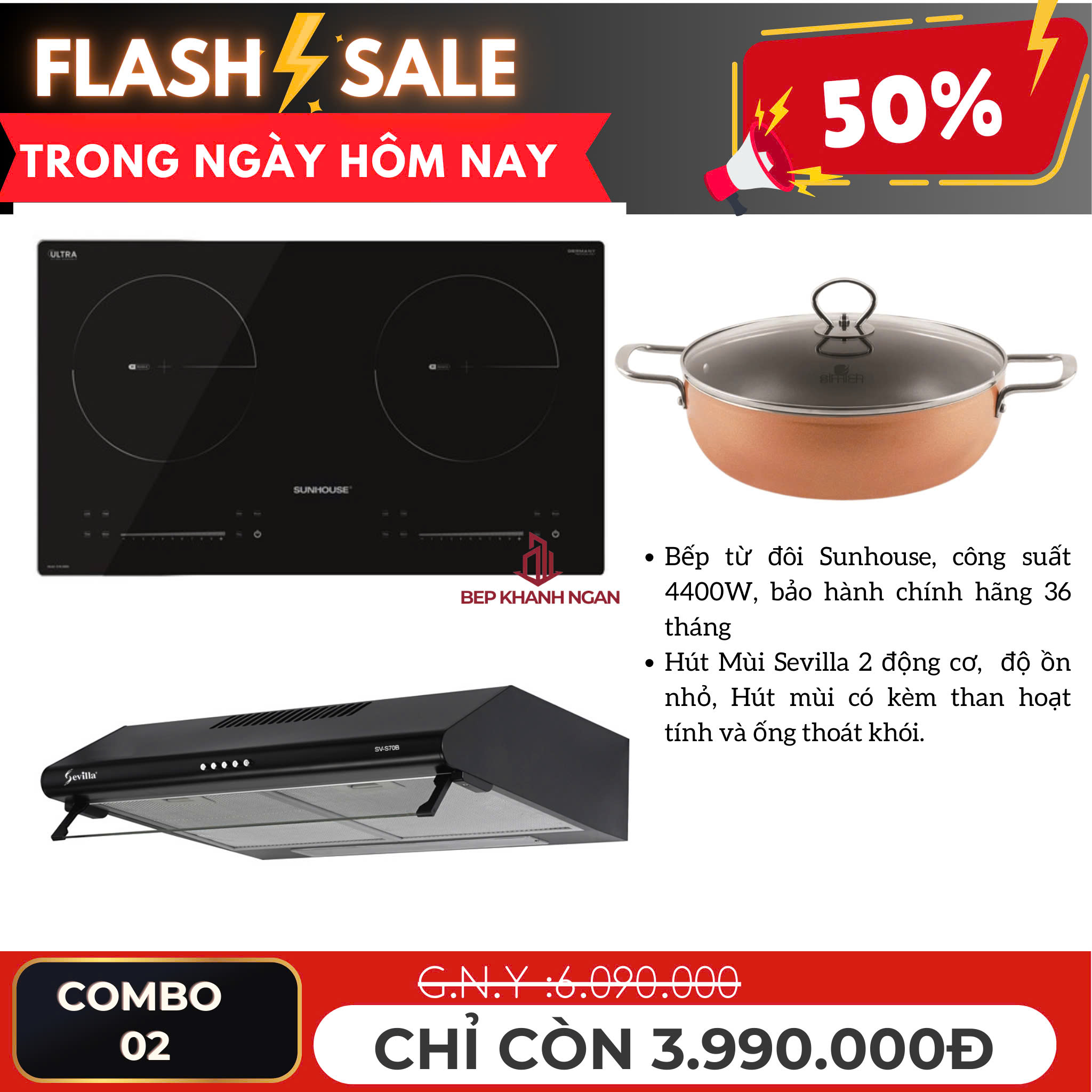 Bếp từ đôi Sunhouse SHB-588DI