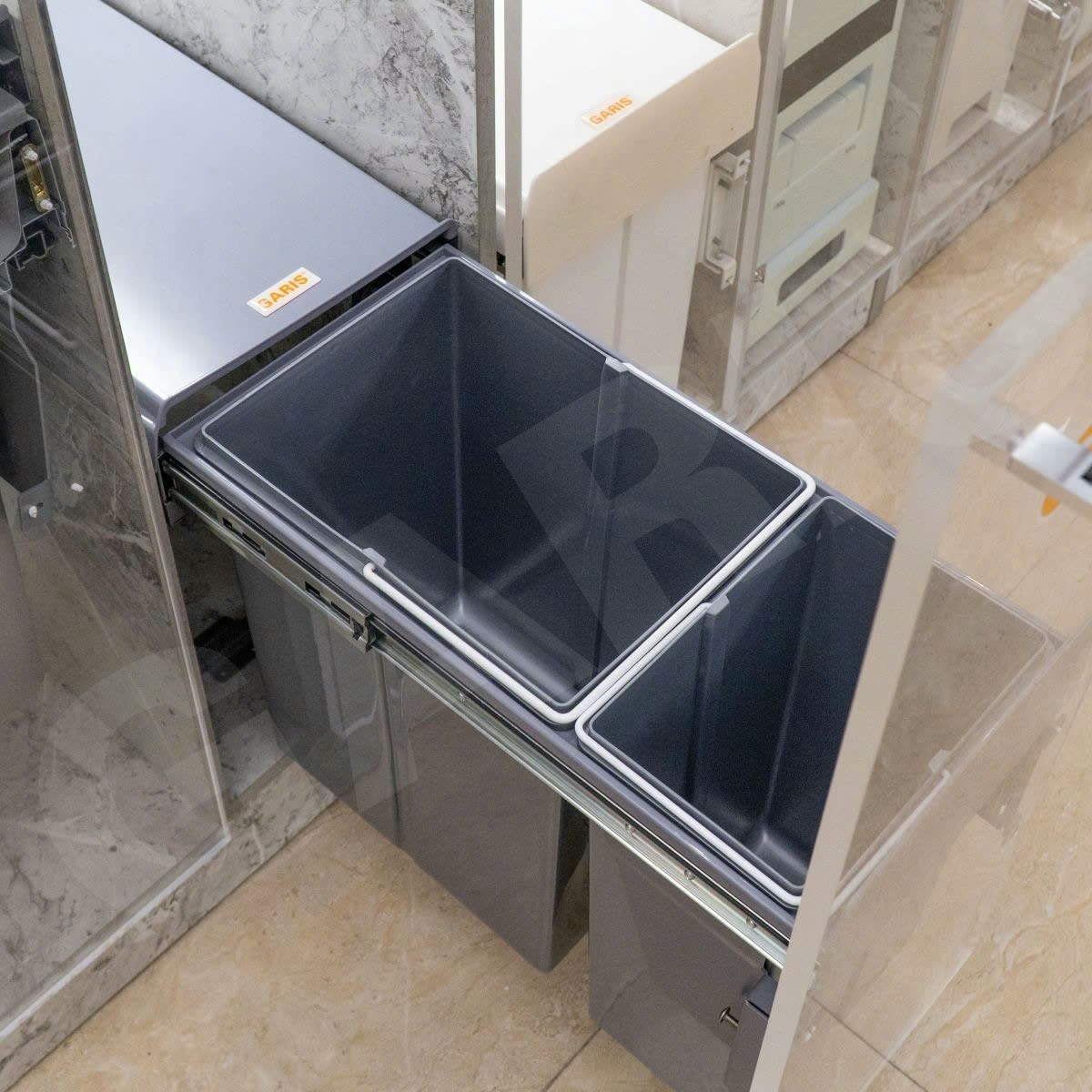 Thùng rác đôi màu ghi xám, 30L  GARIS  GW06