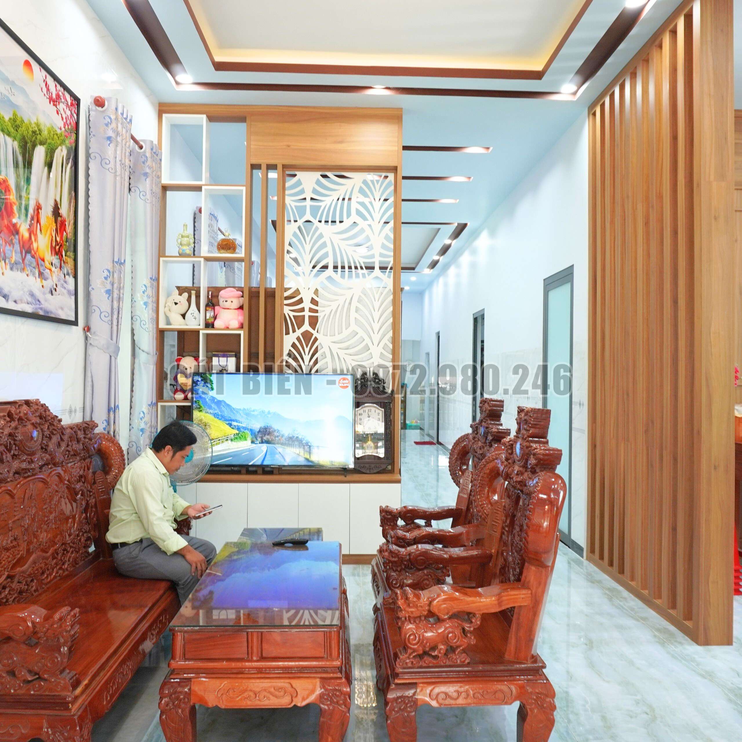 thi công nội thất phòng khách an biên