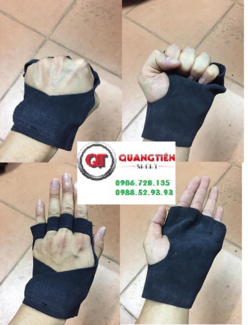 Găng tay tập tạ da bò không cổ màu xanh tím than