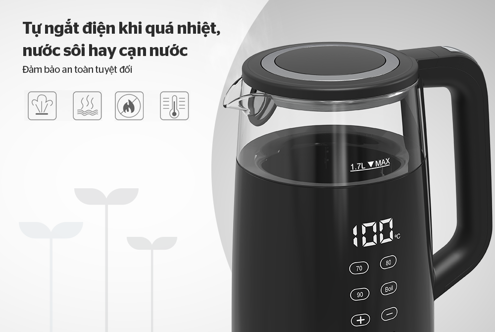 Ấm siêu tốc thủy tinh 1.7L Sunhouse Mama SHD1333