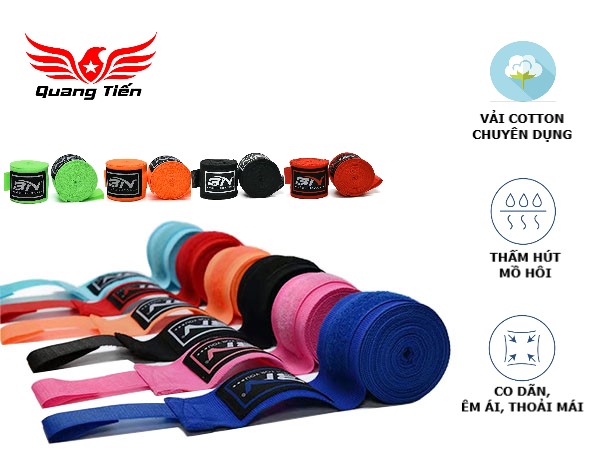 Băng đa cuốn tay boxing BN co dãn tặng kèm túi đựng chính hãng (3m)