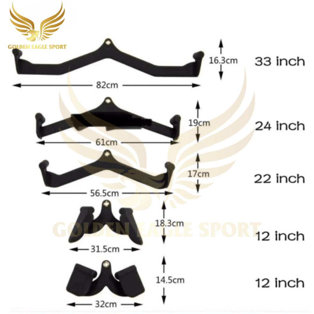 Bộ Power Grip 5 thanh kéo lưng xô kéo row, lat pull down nhập khẩu