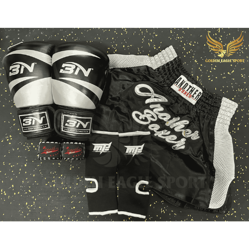 COMBO TẬP BOXING CƠ BẢN GĂNG BOXING + BĂNG ĐA + QUẦN MUAY + TẤT BẢO VỆ - ĐEN