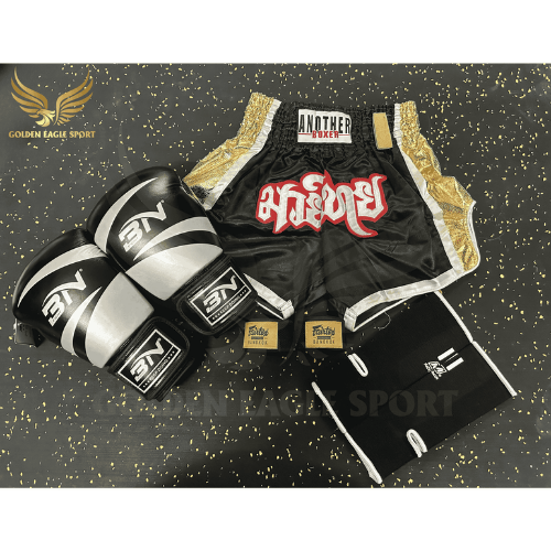 COMBO TẬP BOXING CƠ BẢN GĂNG BOXING + BĂNG ĐA + QUẦN MUAY + TẤT BẢO VỆ - ĐEN