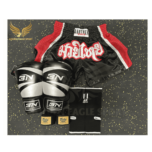 COMBO TẬP BOXING CƠ BẢN GĂNG BOXING + BĂNG ĐA + QUẦN MUAY + TẤT BẢO VỆ - ĐEN