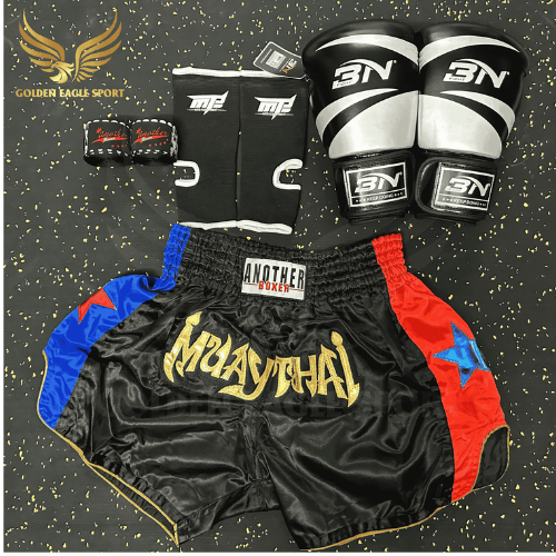 COMBO TẬP BOXING CƠ BẢN GĂNG BOXING + BĂNG ĐA + QUẦN MUAY + TẤT BẢO VỆ - ĐEN