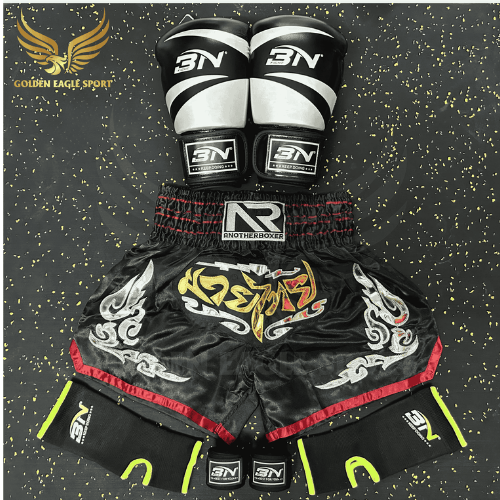 COMBO TẬP BOXING CƠ BẢN GĂNG BOXING + BĂNG ĐA + QUẦN MUAY + TẤT BẢO VỆ - ĐEN