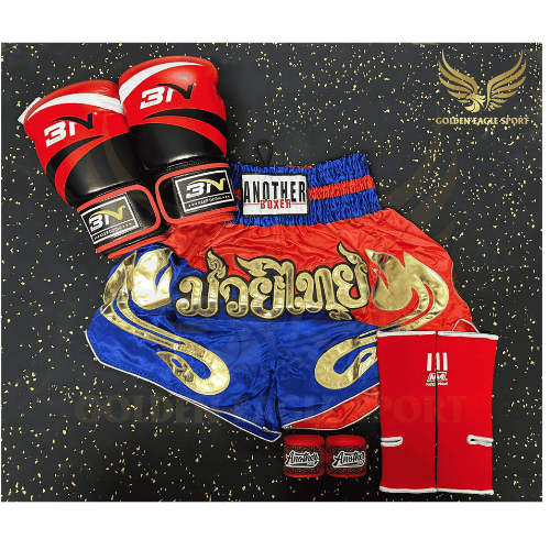 COMBO TẬP BOXING CƠ BẢN GĂNG BOXING + BĂNG ĐA + QUẦN MUAY + TẤT BẢO VỆ - ĐỎ