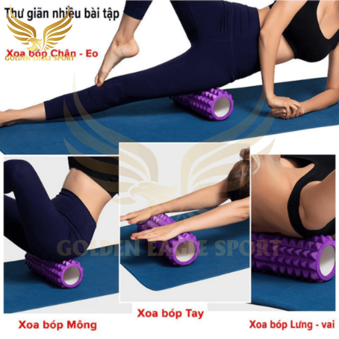 Con Lăn Yoga Massage Foam Roller - Ống Trụ Lăn Xốp Tập Thể Thao Giãn Cơ Gai Nhọn - Hãng Dododios