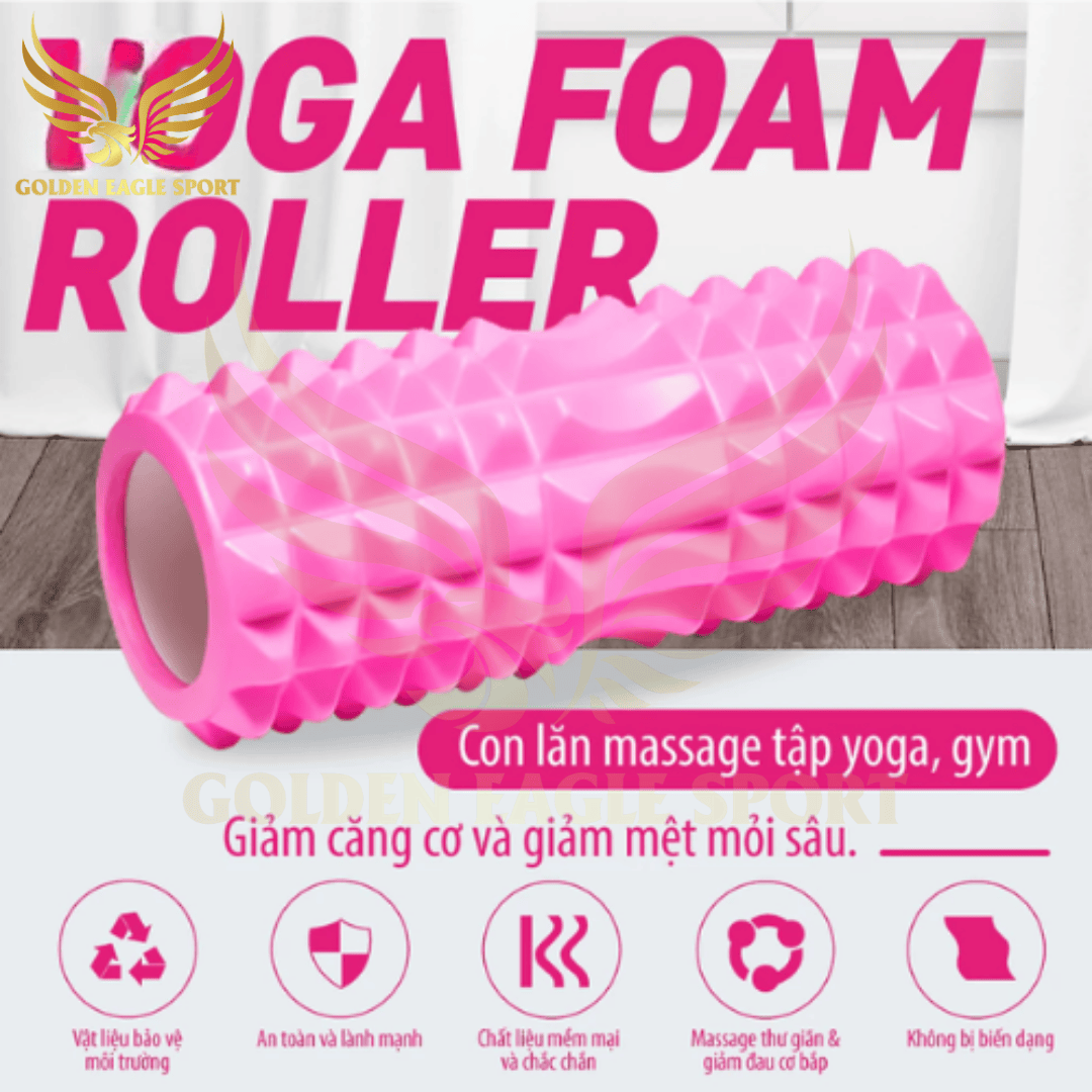 Con Lăn Yoga Massage Foam Roller - Ống Trụ Lăn Xốp Tập Thể Thao Giãn Cơ Gai Nhọn - Hãng Dododios
