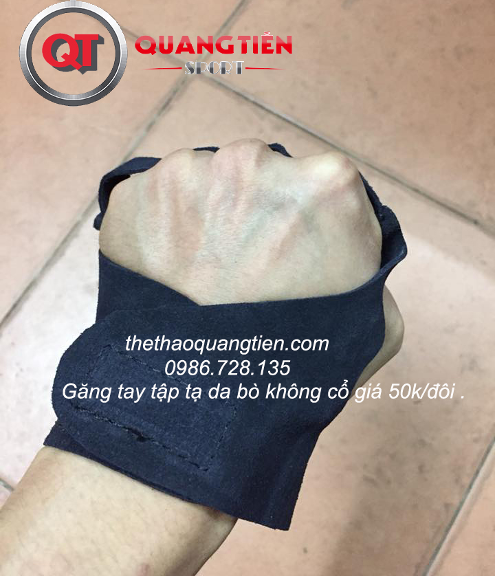 Găng tay tập tạ da bò không cổ màu xanh tím than